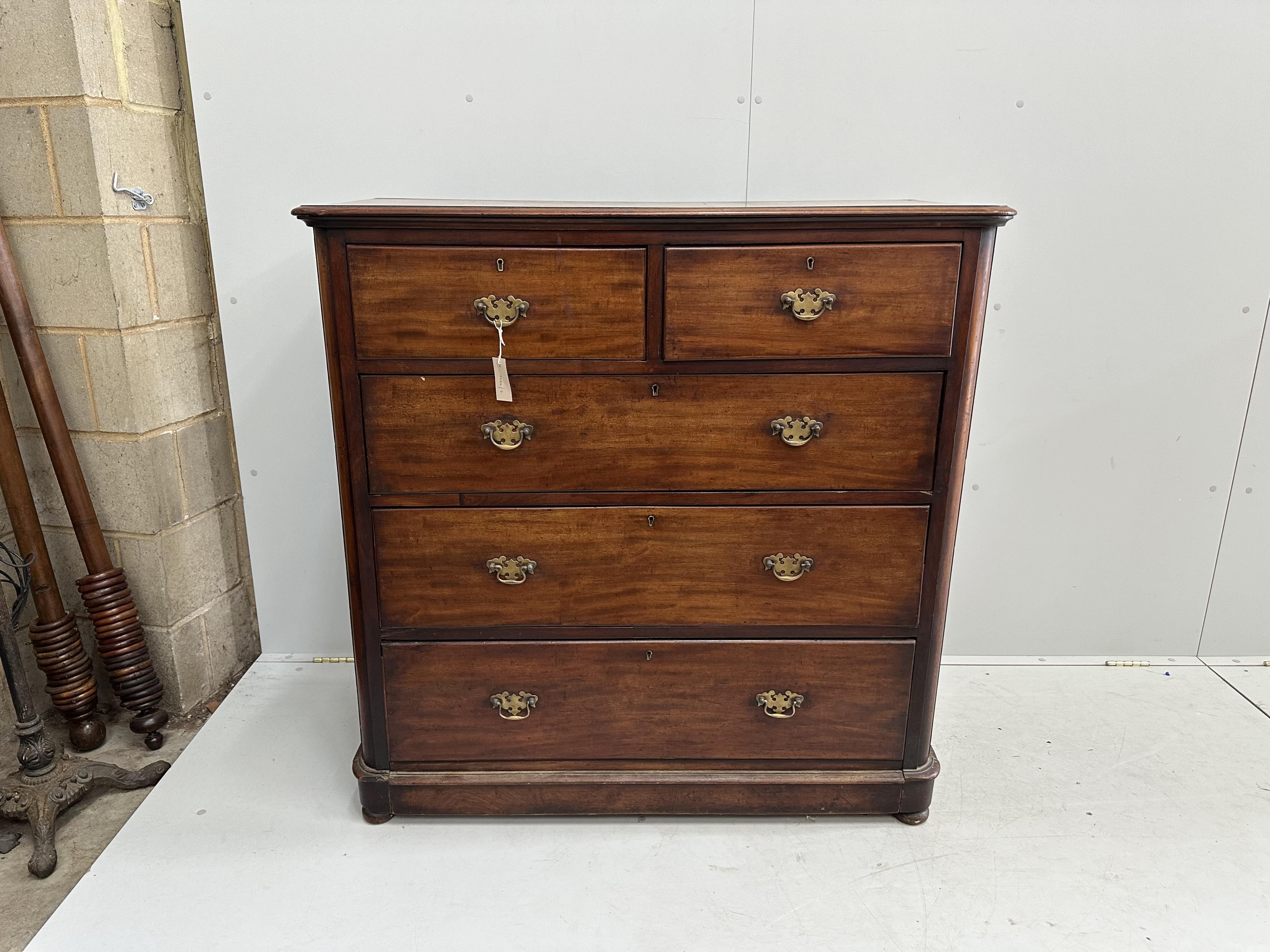 A Victorian mahogany chest, width 113cm, depth 52cm, height 113cm. Condition - fair